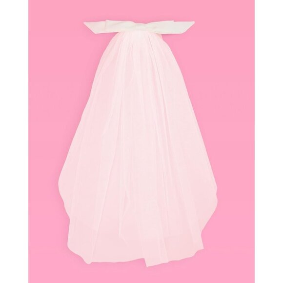 🆕Women White Bow Veil Bachelorette Bride To Be Decorations Shower Gift - Picture 2 of 8